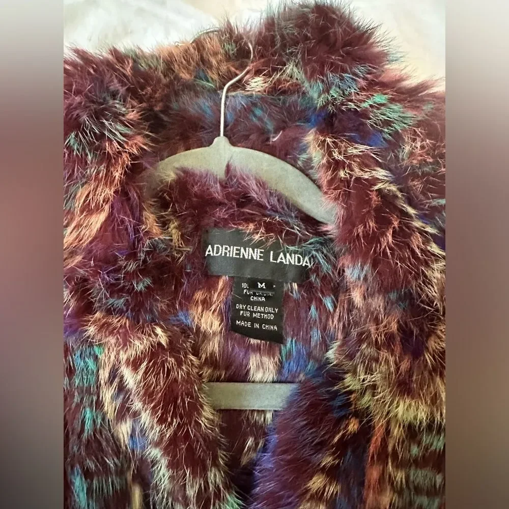 NWOT Adrienne Landau Multicolor Rabbit Fur Coat